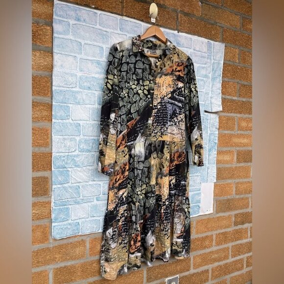 Simply Art by Dolcezza Dress “Postal” midi dress size large - Picture 3 of 8